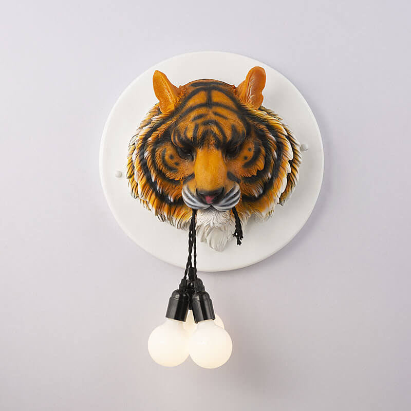 Italian Creative Tiger Totem Resin PVC Shade 1-Light Wall Sconce Lamp Lumendat