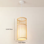 Japanese Zen Bamboo Weaving Lantern 1-light Pendant Light BulbSquare
