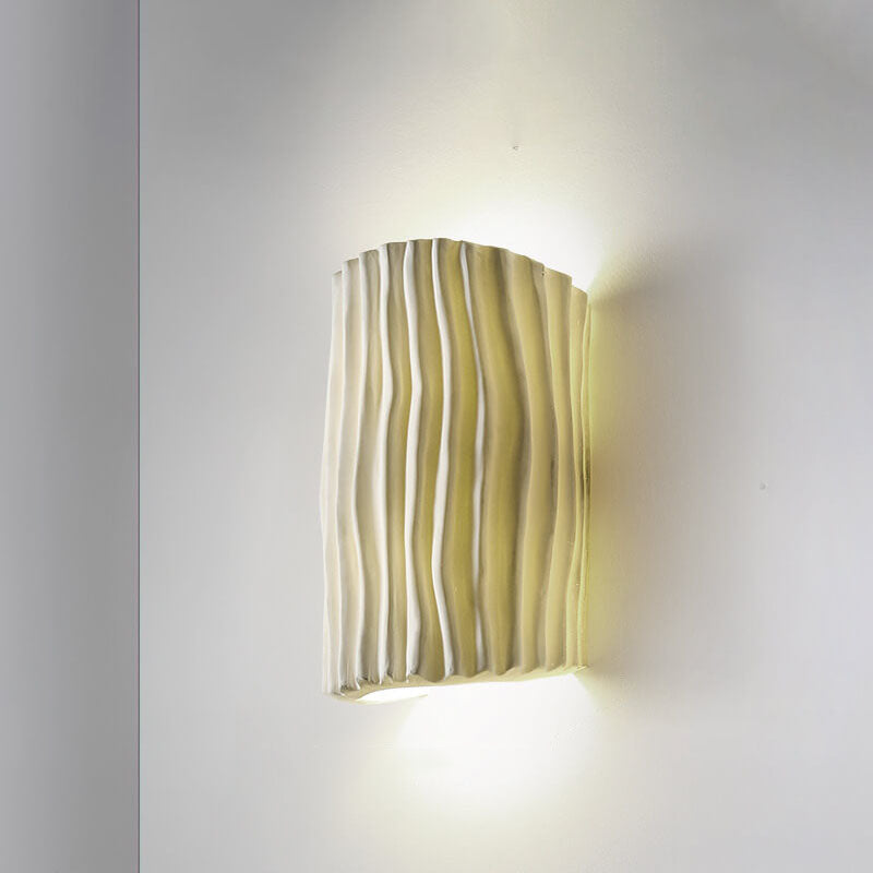 Contemporary Nordic Resin Striped Half Cylinder 2-Light Wall Sconce Lamp for Living Room Lumendat