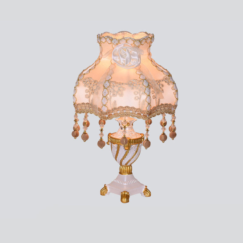 European Luxury Fabric Lace Resin 1-Light Table Lamp Lumendat