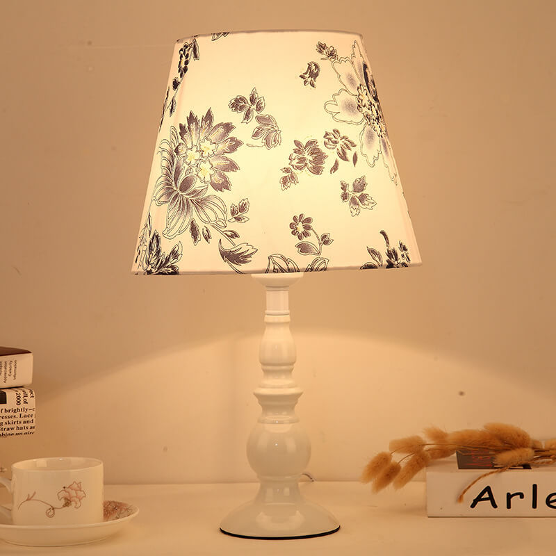 Modern Simple Floral Fabric Iron Vase Base 1-Light Table Lamp Lumendat