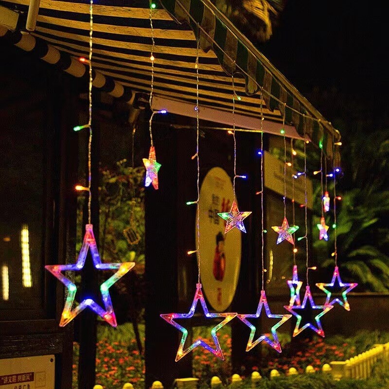 LED Solar Star Moon Curtain Light Christmas Outdoor Patio Decorative Camping String Lights Lumendat