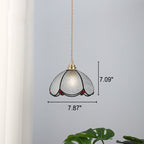 Japanese Vintage Brass Stained Glass Cone 1-light Pendant Light BulbSquare