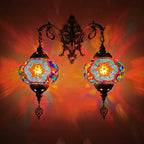 Tiffany Decorative Lantern Hardware Stained Glass 2-Light Wall Sconce Lamp Lumendat