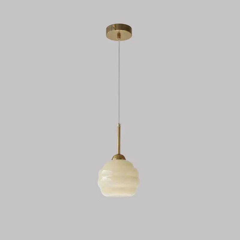 Vintage French Glass Round Tart 1-light Pendant Light Lumendat