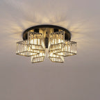 Modern Luxury Diamond Shaped Iron Crystal 3/4/5/6 Light Semi-Flush Mount Ceiling Light Lumendat