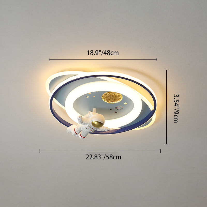 Lumendat Modern Creative Kids Iron Cartoon Astronaut Rocket LED Flush Mount Ceiling Light Lumendat