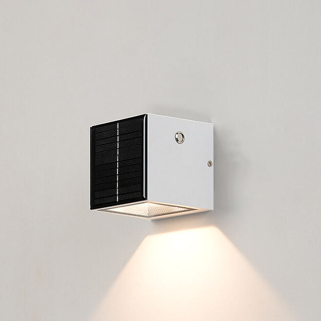 Modern Solar Black Rectangular Die-Cast Aluminum Solar LED Outdoor Wall Light Lumendat