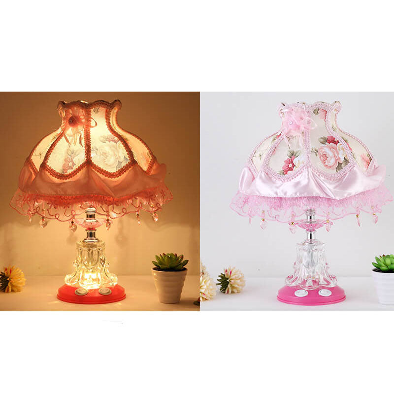 European Style Wedding Fabric Glass 1-Light Table Lamp Lumendat
