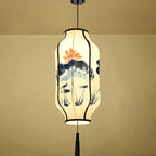 Oriental Antique Handmade Oval Lantern Fabric 1-light Pendant Light Lumendat