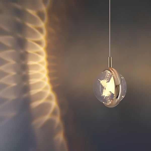 Modern Minimalist Round Ball Aluminum Crystal LED Pendant Light for Bedroom BulbSquare