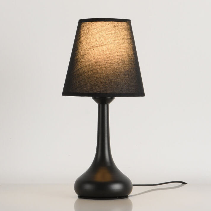 Nordic Vintage Pure Black White Iron Fabric 1-Light Table Lamp Lumendat