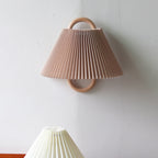 Modern Original Solid Wood Pleated Semi-Circle 1-Light Wall Sconce Lamp
