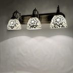 Tiffany Mediterranean Horn Stained Glass 3-Light Bathroom Vanity Mirror Front Wall Sconce Lamp Lumendat