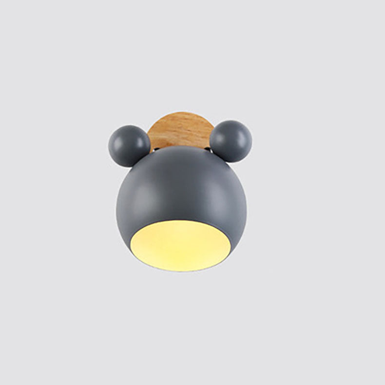 Lumendat Nordic Cartoon Bear Dome 1-Light Kids Wall Sconce Lamp Lumendat