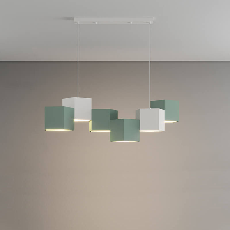 Modern Creative Square Geometric Iron LED Macaron Chandelier BulbSquare