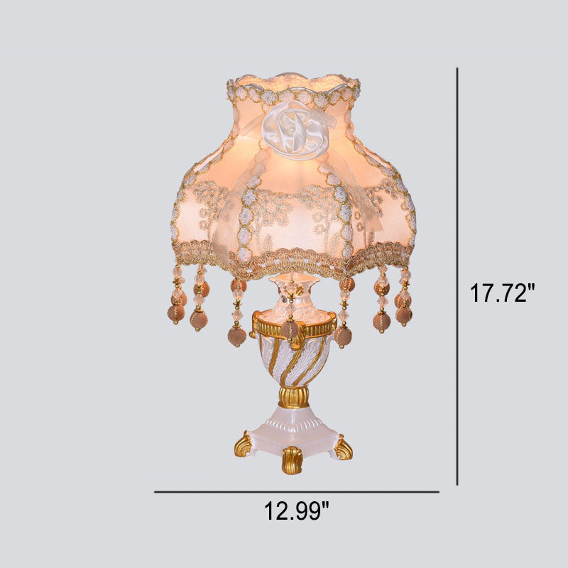 European Luxury Fabric Lace Resin 1-Light Table Lamp Lumendat