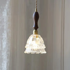 Traditional French Pastoral Walnut Jellyfish Glass Shade 1-light Pendant Light for Living Room Lumendat