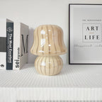 French Cream Handmade Glass Mushroom 1-Light Table Lamp Lumendat