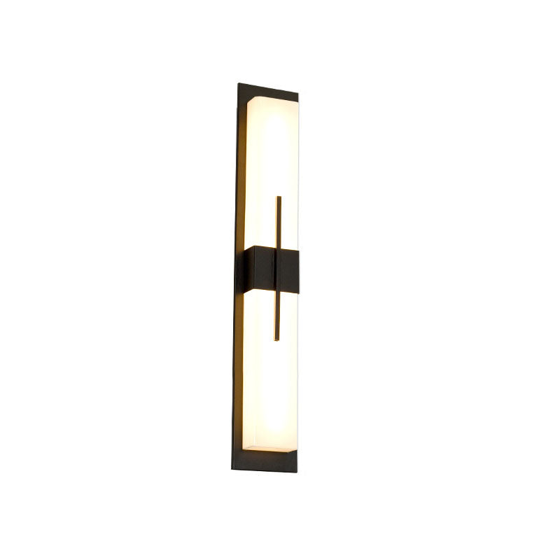 Outdoor Minimalist Rectangular Stainless Steel Acrylic LED Waterproof Wall Sconce Lamp Lumendat