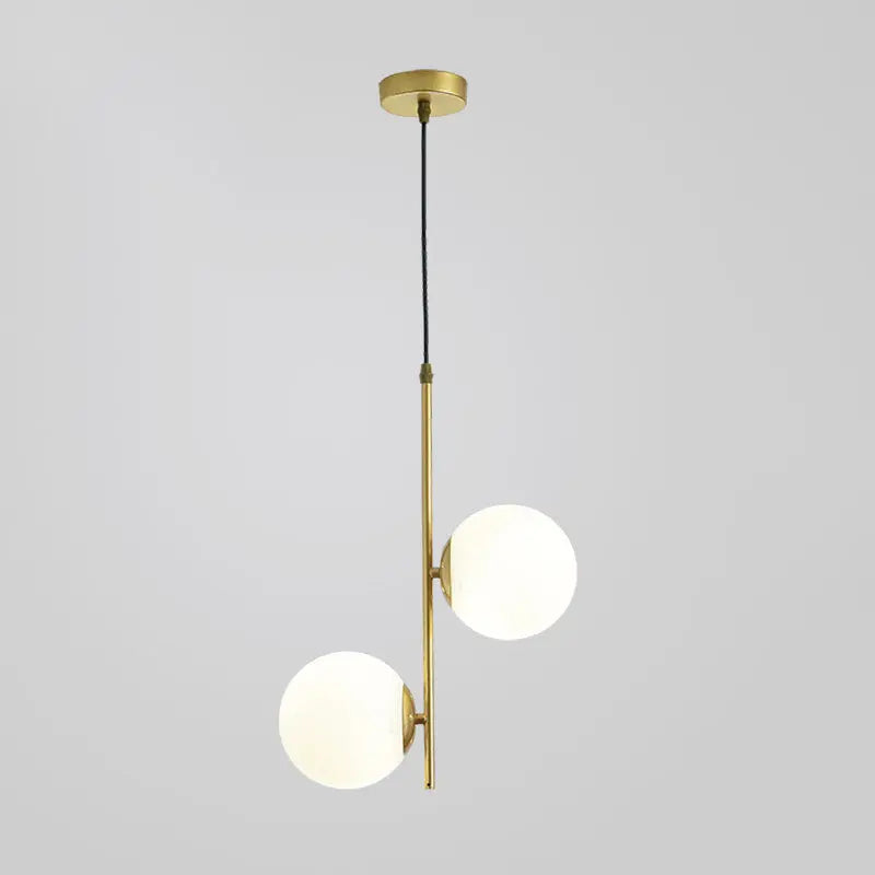 Nordic Minimalist Glass Ball Branch 2-light Chandelier BulbSquare
