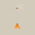 Nordic Wooden Pleated Cone 1/3 Light Island Light Chandelier BulbSquare