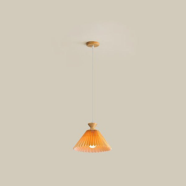 Nordic Wooden Pleated Cone 1/3 Light Island Light Chandelier BulbSquare