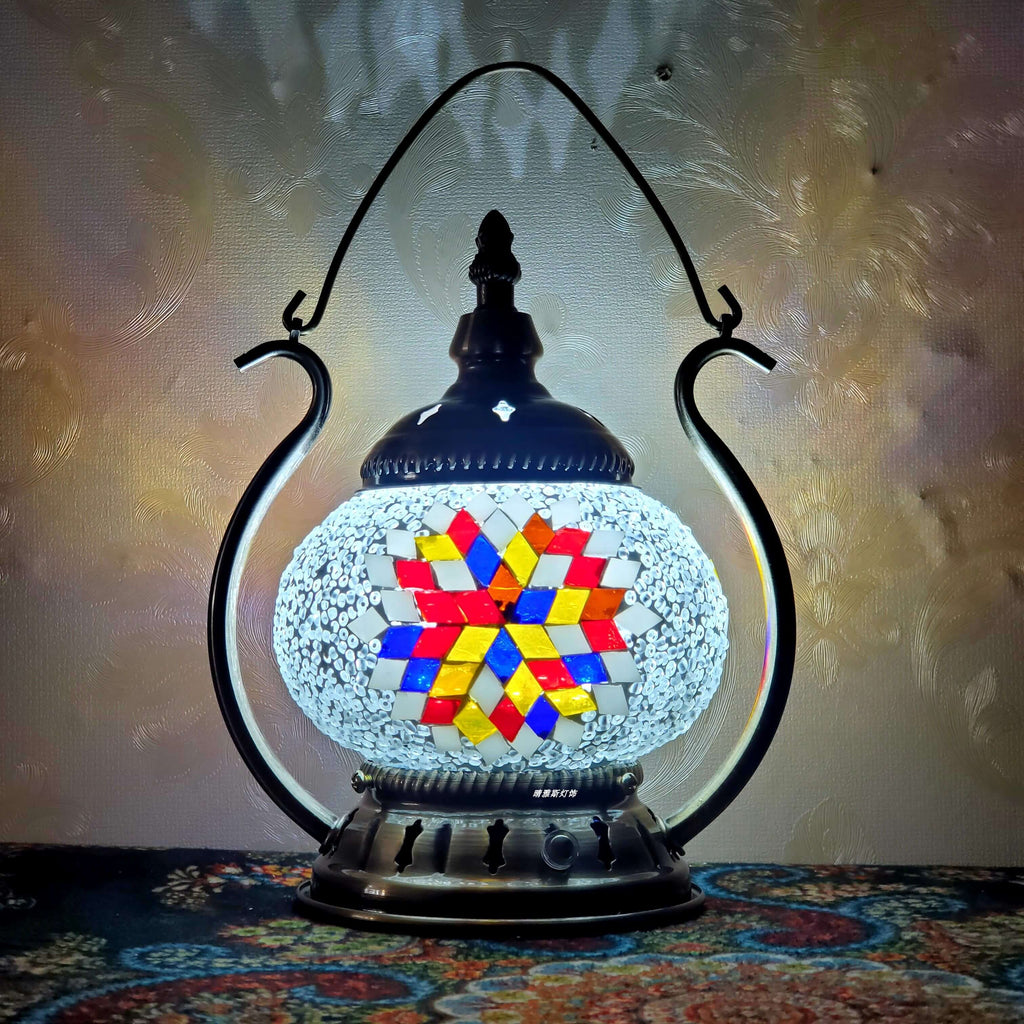 Moroccan Stained Glass Round Pot USB Rechargeable LED Portable Table Lamp Lumendat