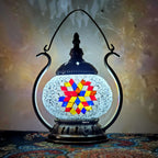 Moroccan Stained Glass Round Pot USB Rechargeable LED Portable Table Lamp Lumendat