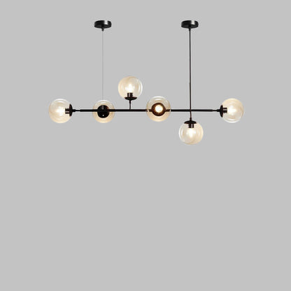 Modern Minimalist Long Glass Round Globe Island Light 6-light Chandelier