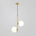 Modern Minimalist Iron Glass Round Ball Branch 2-Light Chandelier for Living Room Lumendat