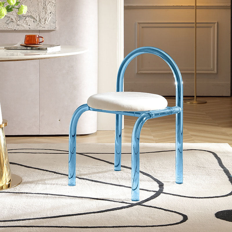 Contemporary Nordic Acrylic Velvet Sponge Round Arched Dining Chair Backrest For Dining Room DFM-F