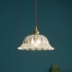 Contemporary Nordic Floral Glass Brass 1-light Pendant Light for Living Room & Bedroom BulbSquare