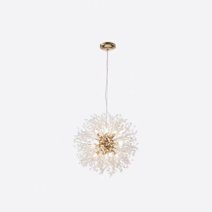 Contemporary Scandinavian Dandelion Metal Crystal 8/9/12/16 Light Chandelier for Bedroom