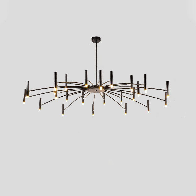 Contemporary Scandinavian Round Radioactive Iron Aluminum 12/24 Light Chandelier for Living Room