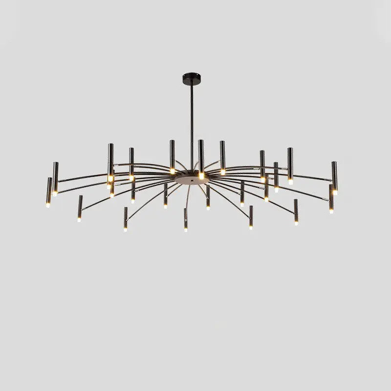 Contemporary Scandinavian Round Radioactive Iron Aluminum 12/24 Light Chandelier for Living Room Lumendat