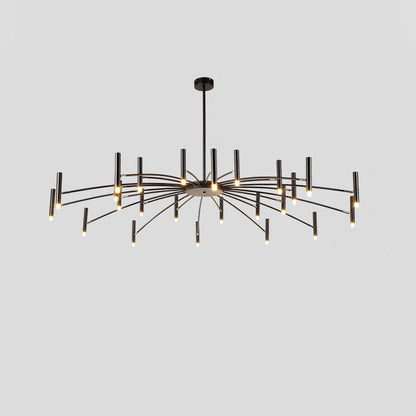 Contemporary Scandinavian Round Radioactive Iron Aluminum 12/24 Light Chandelier for Living Room