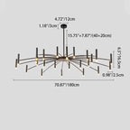 Contemporary Scandinavian Round Radioactive Iron Aluminum 12/24 Light Chandelier for Living Room Lumendat