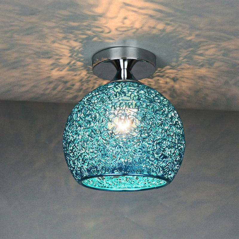 Contemporary Scandinavian Iron Aluminum Weaving Ball 1-light Semi-flush Mount Ceiling Light for Hallway