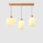 Japanese Minimalist Log Wood Strip Glass Jar 1/2/3 Light Island Light Chandelier Lumendat