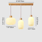 Traditional Japanese Log Solid Wood Strip Glass Jar 1/2/3 Light Island Pendant Light For Living Room Lumendat