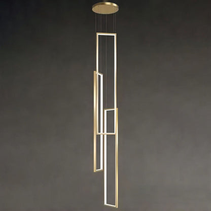 Modern Minimalist Iron Aluminum Silica Rectangular Square Ceiling Plate LED Chandelier for Stairway