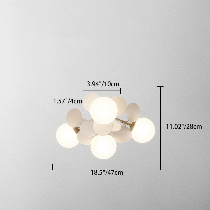 Modern Mid-century Acrylic Flower Decor Glass Ball Shade 1-Light Semi-Flush Mount Ceiling Light For Living Room Lumendat