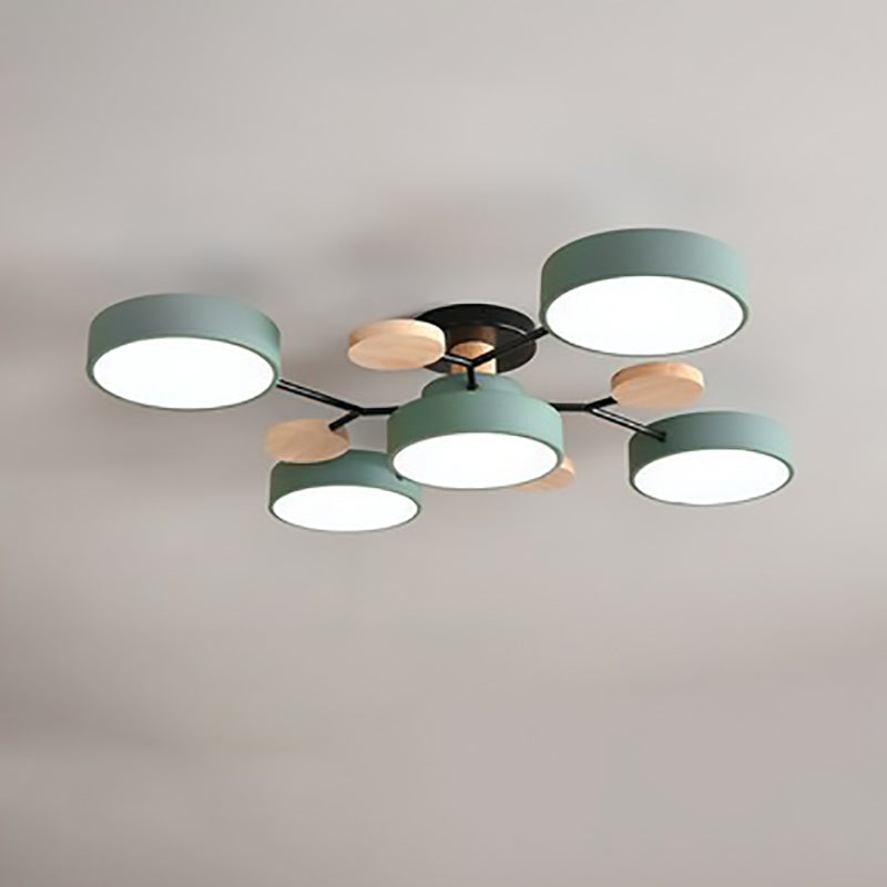 Contemporary Scandinavian Round Molecule Branch Design LED Semi-Flush Mount Ceiling Light For Living Room Lumendat