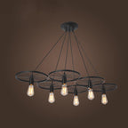 Industrial Creative Personality Wrought Iron Wheels 1/3/6-light Chandelier BulbSquare
