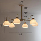 Nordic Japanese Glass Round Wood 3/6/8 Light Chandelier Lumendat