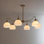 Nordic Japanese Glass Round Wood 3/6/8 Light Chandelier Lumendat