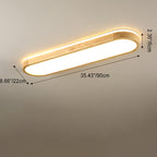 Traditional Japanese Rectangular Solid Wood Acrylic LED Flush Mount Ceiling Light For Living Room Lumendat