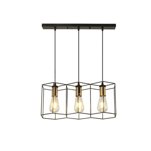 Industrial Vintage Geometric Frame Iron 3/5 Light Island Light Chandelier BulbSquare