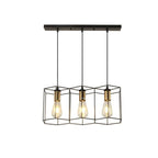Industrial Vintage Geometric Frame Iron 3/5 Light Island Light Chandelier BulbSquare